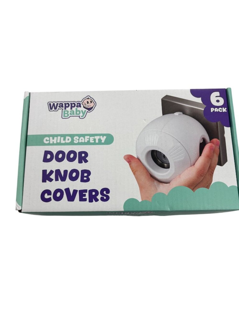 Wappa Baby Child Safety Door Knob Covers 6 Pack White Durable Double Lock System